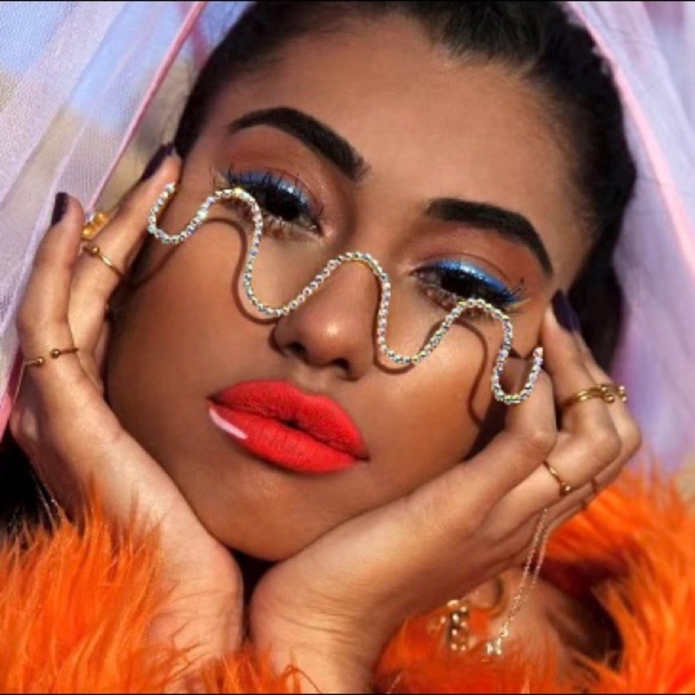 Rhinestone Frameless Half Glasses